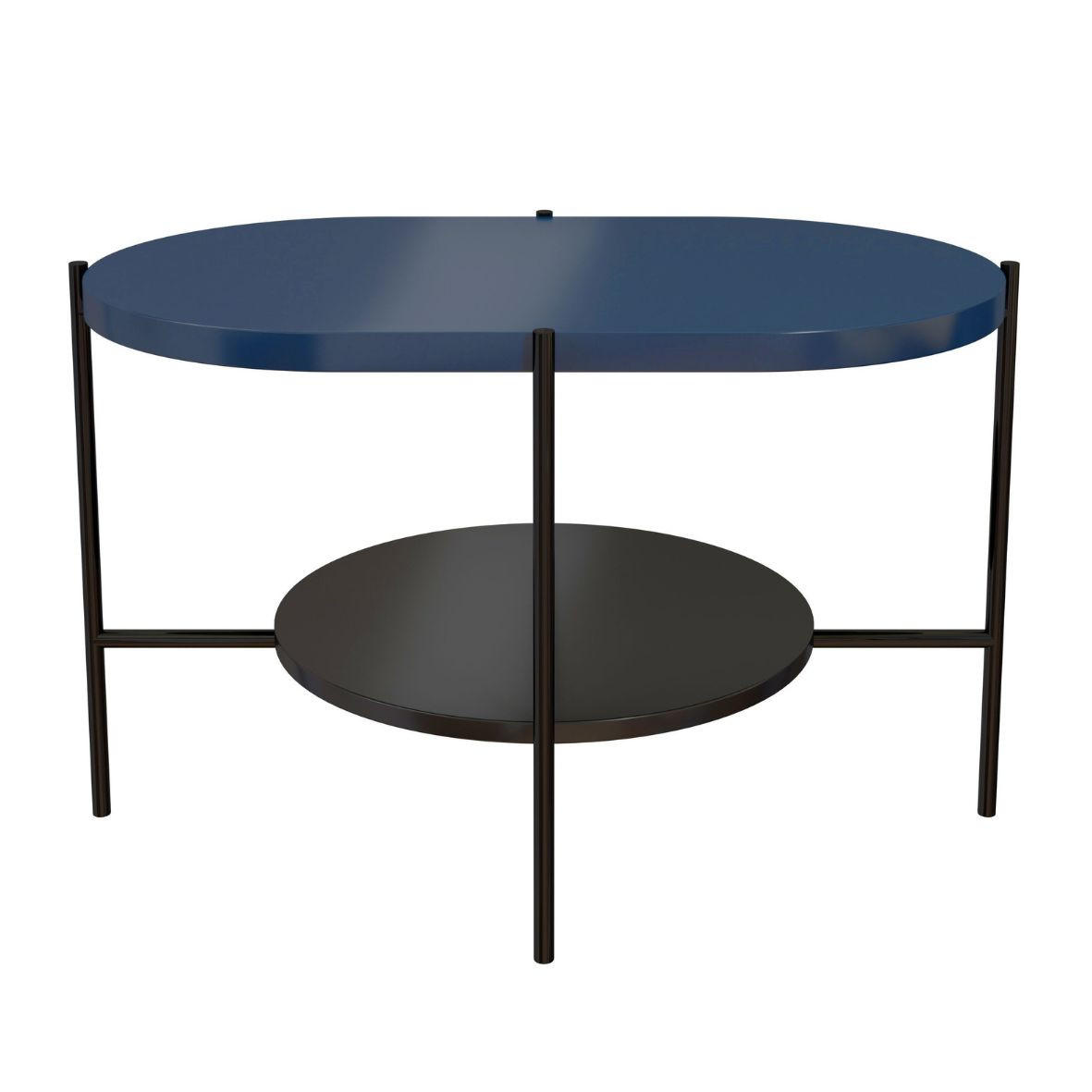 COUCHTISCH Arena, Marineblau, Schwarz, Oval - Schwarz/Dunkelblau, Holzwerkstoff/Metall (50/80/50cm) - Dancan