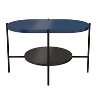 COUCHTISCH Arena, Marineblau, Schwarz, Oval - Schwarz/Dunkelblau, Holzwerkstoff/Metall (50/80/50cm) - Dancan