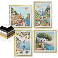 WANDBILDER 4er Set - 50x50 cm & 40x60 cm Goldrahmen - Meereslandschaften, Zitrusfrüchte - Goldfarben, Kunststoff (50/50cm) - ArtPrintCave