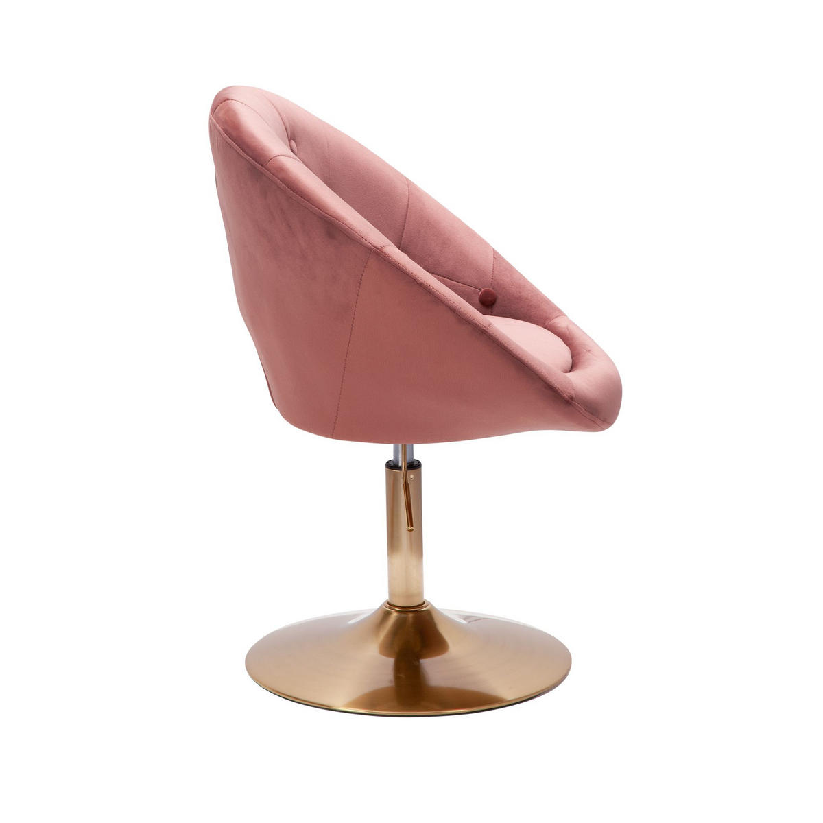 LOUNGESESSEL Chesterfield-Stil mit Samtbezug und 360° Drehfunktion, Rosa 67x62x100 cm - Pink/Goldfarben, Textil/Metall (67/100/62cm) - KADIMA DESIGN