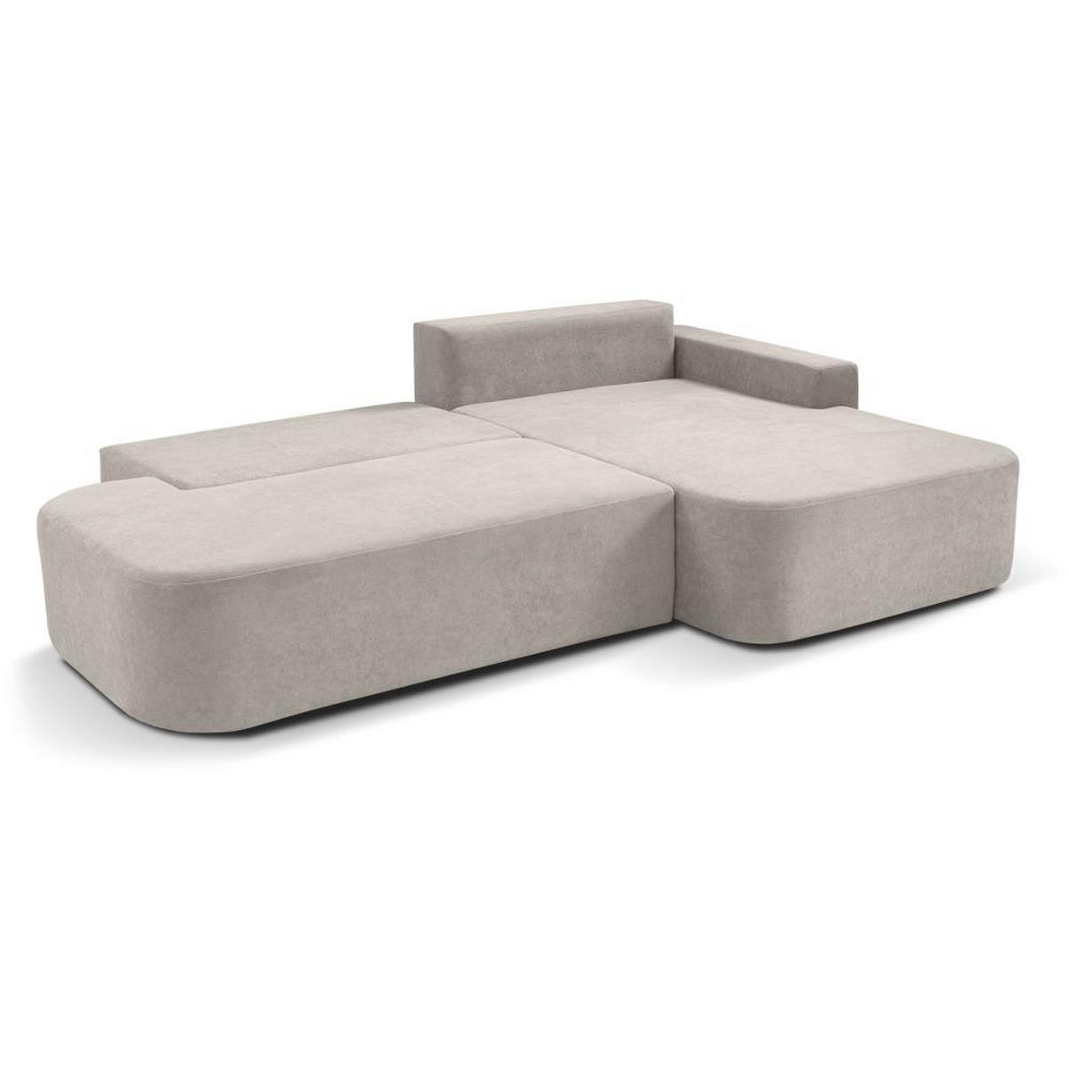 ECKSCHLAFSOFA Gavi beige velours rechts - Beige, Textil (269/171cm) - Beautysofa