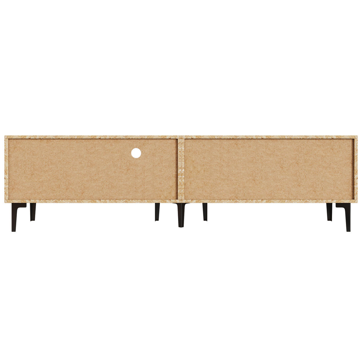 TV-LOWBOARD 180/35/49 cm Eiche-Schwarz aus Spanplatte mit 3 Türen - Schwarz, Holzwerkstoff (180/49/35cm) - OKWISH