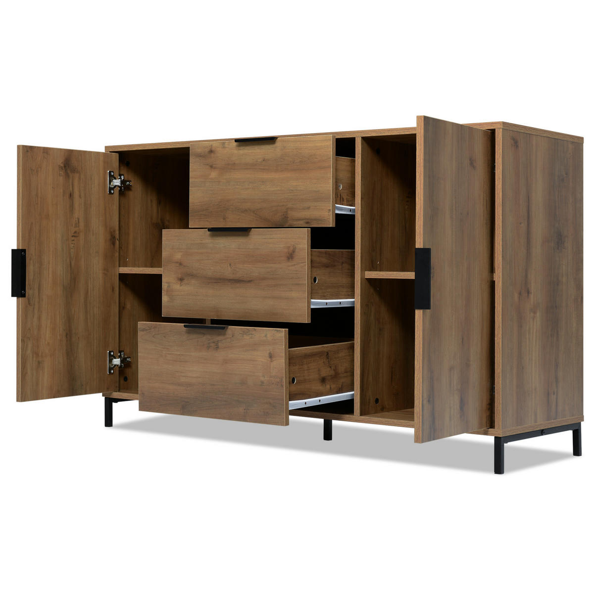 KOMMODE 120/76/40 cm Dunkle Eiche aus Spanplatte mit verstellbarem Fachboden - Nussbaumfarben, Holzwerkstoff (40/76/120cm) - OKMYHOME
