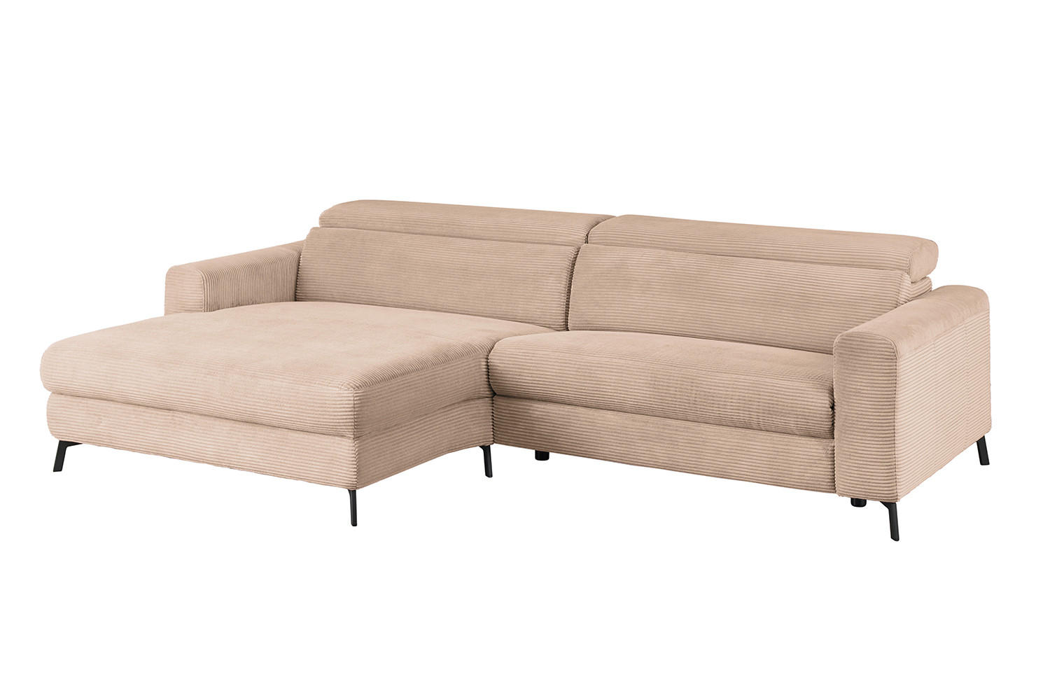 ECKSOFA LAISKA Taupe Cord - Taupe/Schwarz, Textil/Metall (282/177cm) - KAWOLA
