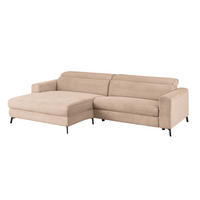 ECKSOFA LAISKA Taupe Cord - Taupe/Schwarz, Textil/Metall (282/177cm) - KAWOLA