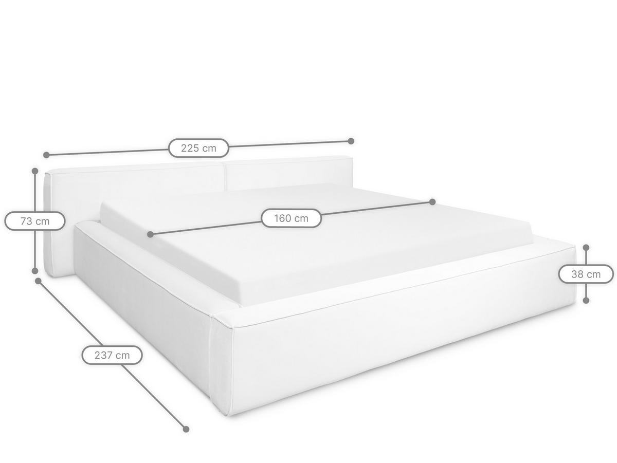 POLSTERBETT Jodie XL Low Cream 160/200 cm Samt mit Bettkasten - Creme, Textil/Metall (160/200cm) - wonello