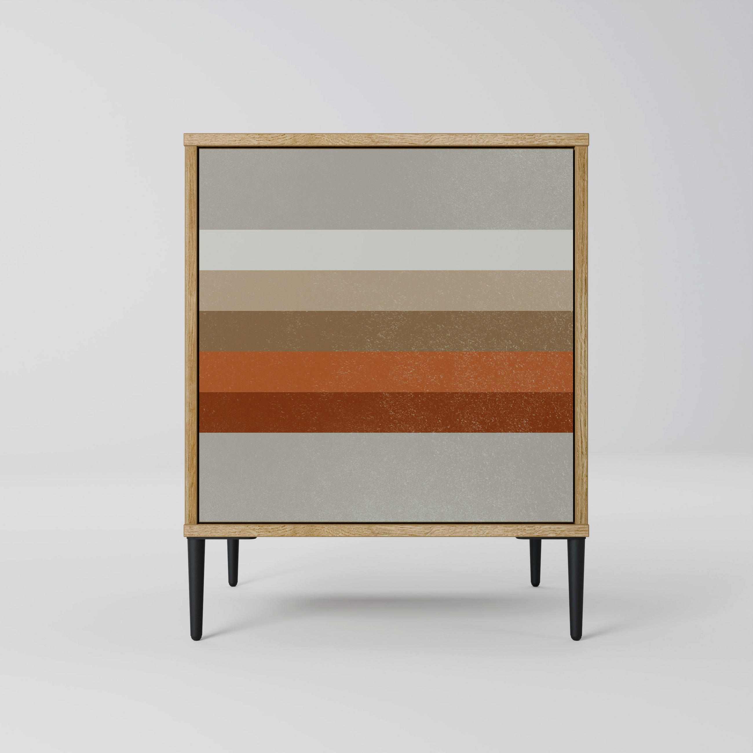 SIDEBOARD PECULIAR TRAIL, Eichefarben, 57,5x42x72,5 cm, Schwarze Metallfüße - Eichefarben/Multicolor, Holzwerkstoff/Metall (57.5/72.5/42cm) - SpaceRebels