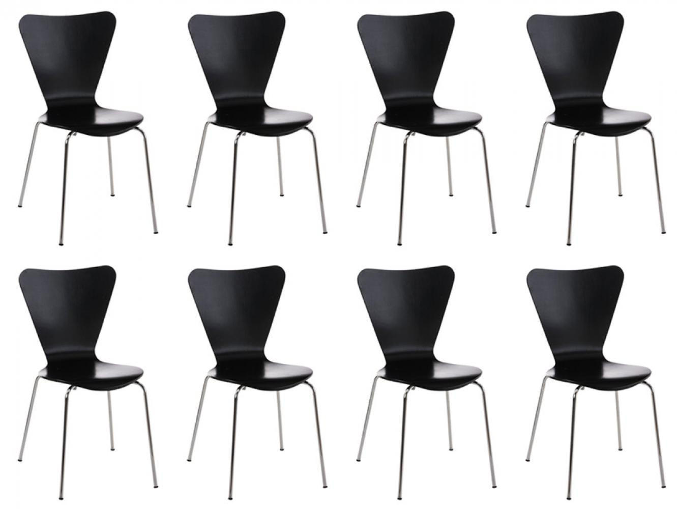 BESUCHERSTUHL 8er Set Holz schwarz - Schwarz, Holz/Metall (45/85/49cm) - CLP