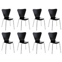 BESUCHERSTUHL 8er Set Holz schwarz - Schwarz, Holz/Metall (45/85/49cm) - CLP