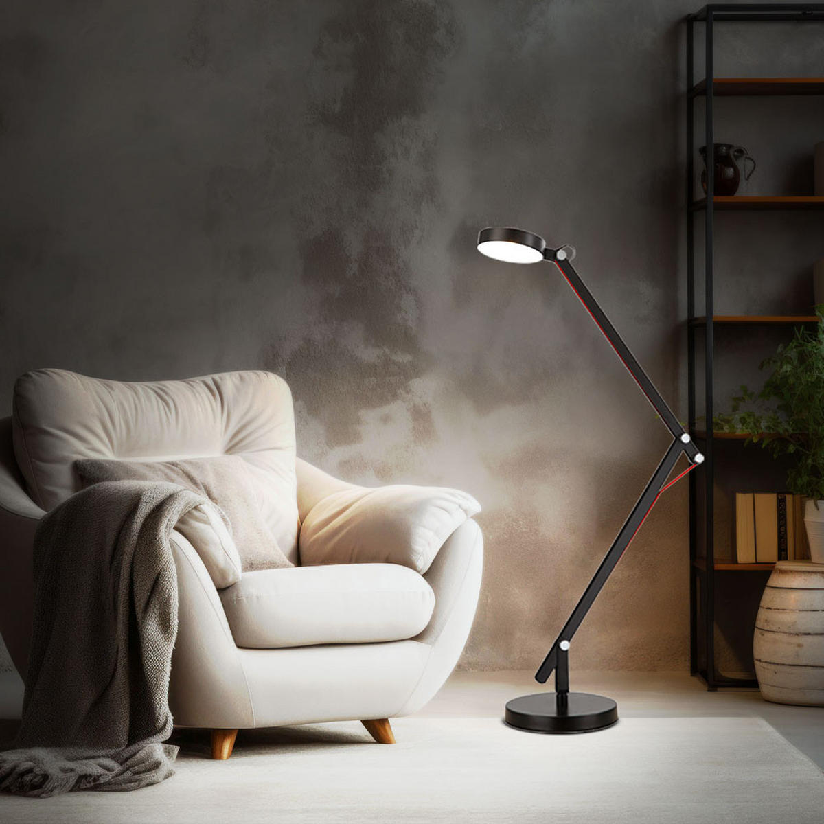 LED TISCHLEUCHTE WILO Schwarz - Schwarz, Metall (18/91/84cm) - Globo Lighting