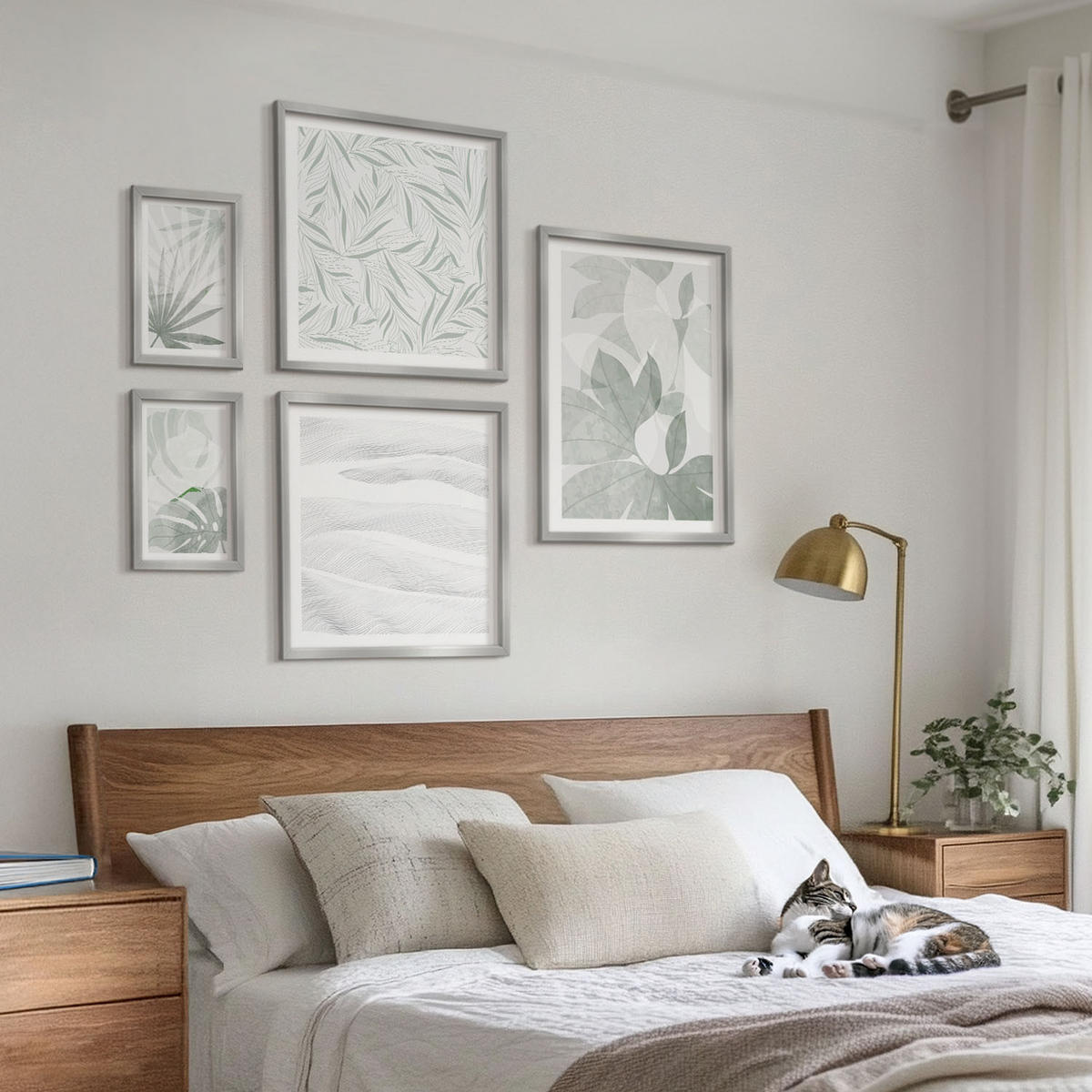 BILDER SET 5er Set - 50x50 cm & 20x30 cm & 40x60 cm Silberner Rahmen - Meeresarchitektur Griechenlands - Silberfarben, Kunststoff (40/60cm) - TULUP