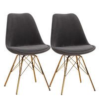 ESSZIMMERSTUHL 2er Set Cordstoff mit Metallgestell Schalenform Skandinavisch gepolstert, Anthrazit 48x58x85 cm - Anthrazit/Goldfarben, Textil/Metall (48/85/58cm) - KADIMA DESIGN