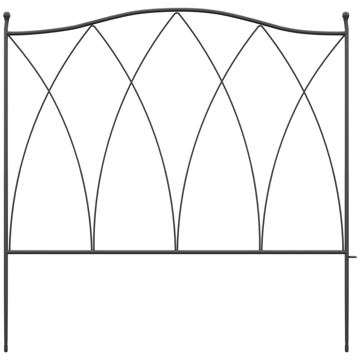 GARTENZAUN DE-18047 5-teilig, dekorativ mit Kurven Schwarz - Schwarz, Metall (1/62cm) - ComfortXL