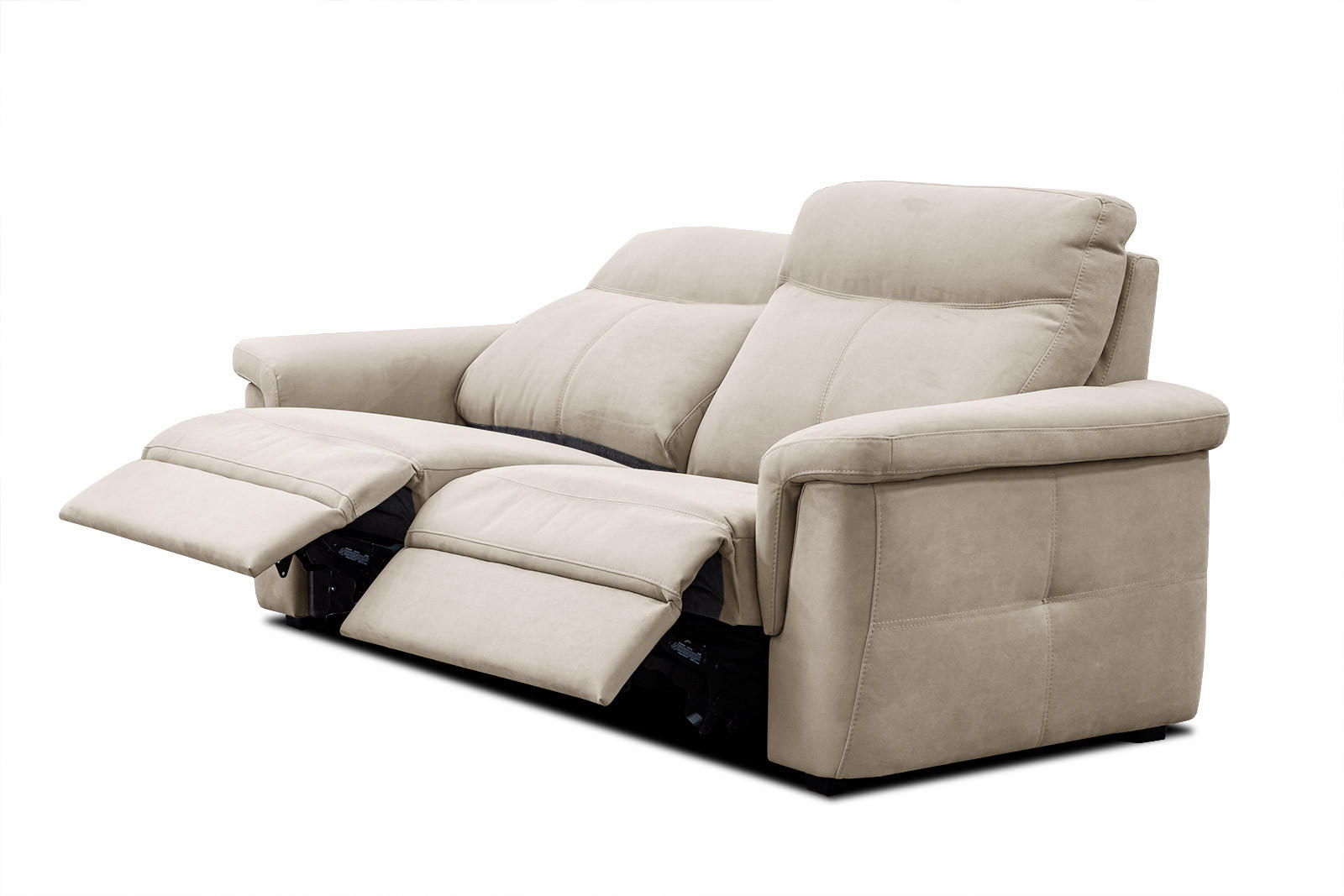 SOFA JONES 2-Sitzer mit 2 Relaxfunktionen, creme - Creme/Schwarz, Holz/Kunststoff (166/102/99cm) - Courtois Laville