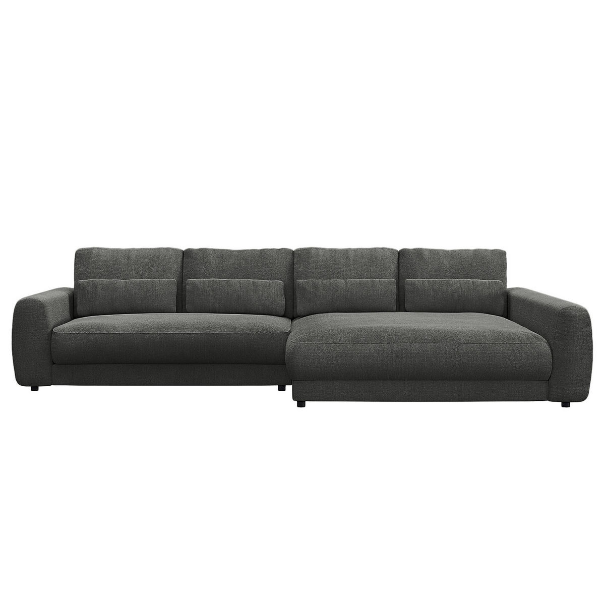 ECKSOFA mit XXL-Longchair - Schwarz/Grau, Kunststoff/Textil (323/182cm) - home24