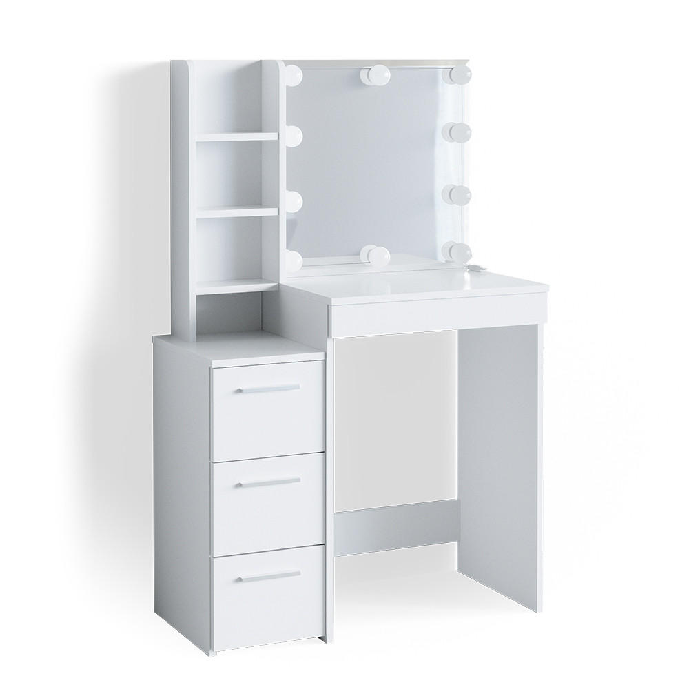 SCHMINKTISCH Meryl Weiß 79.9 cm mit LED Beleuchtung - Weiß, Holzwerkstoff (40/127.4/79.9cm) - Vicco