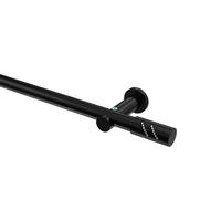 GARDINENSTANGEN-SET Platon Zoena 400 cm (geteilt in 2 x 200 cm), 1-läufig (ohne Ringe), 20 mm Ø Schwarz - Schwarz, Metall (400cm) - INTERDECO