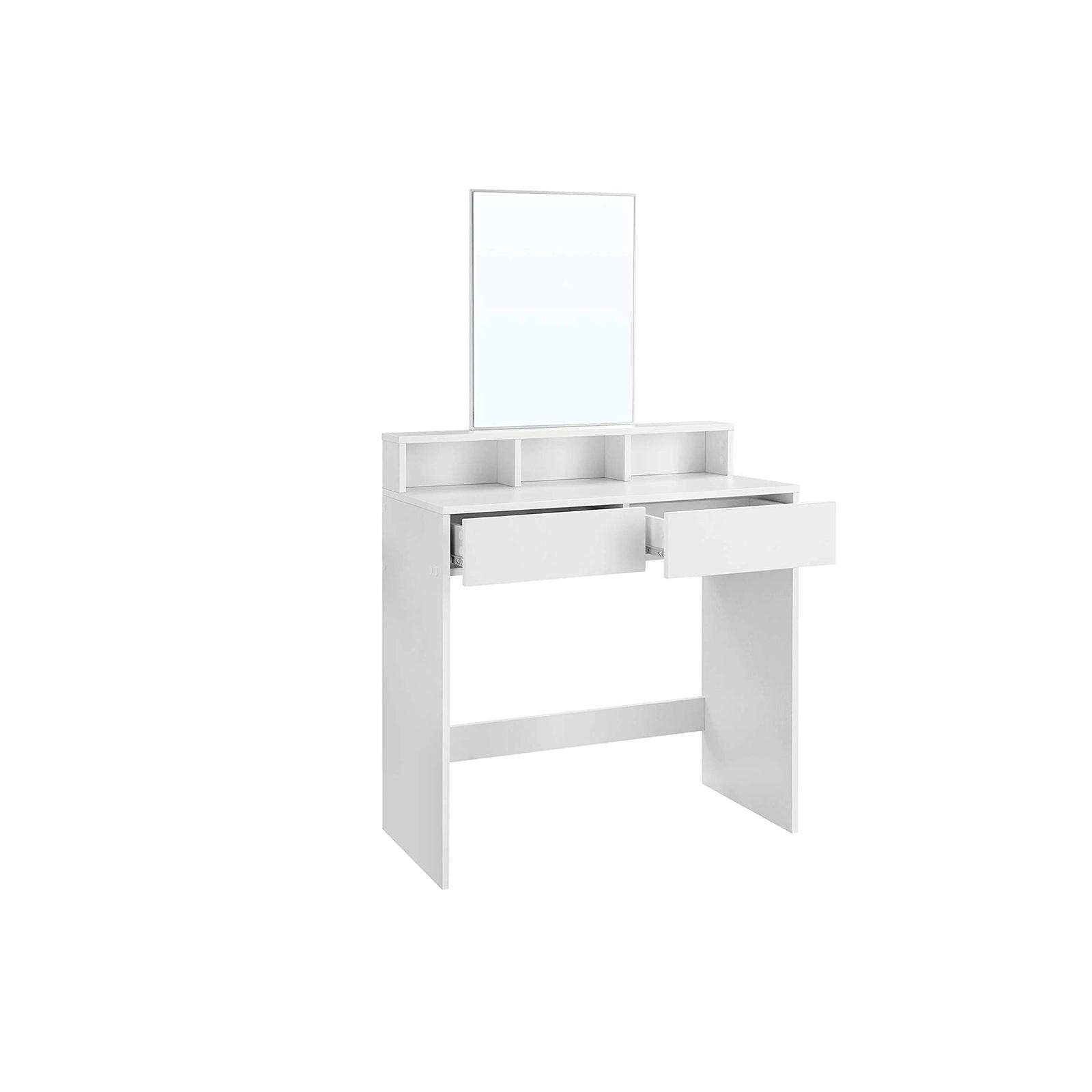 SCHMINKTISCH MIT RECHTECKIGEM SPIEGEL - Weiß, Holzwerkstoff (40/140/80cm) - Hansiro