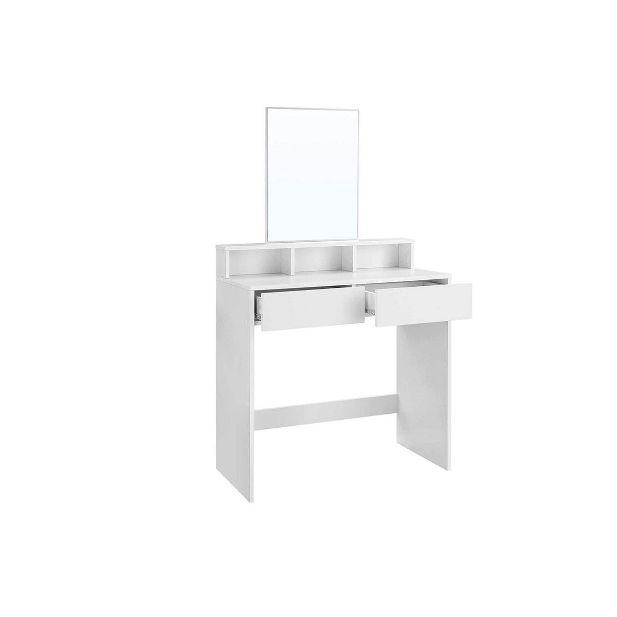 SCHMINKTISCH MIT RECHTECKIGEM SPIEGEL - Weiß, Holzwerkstoff (40/140/80cm) - Hansiro