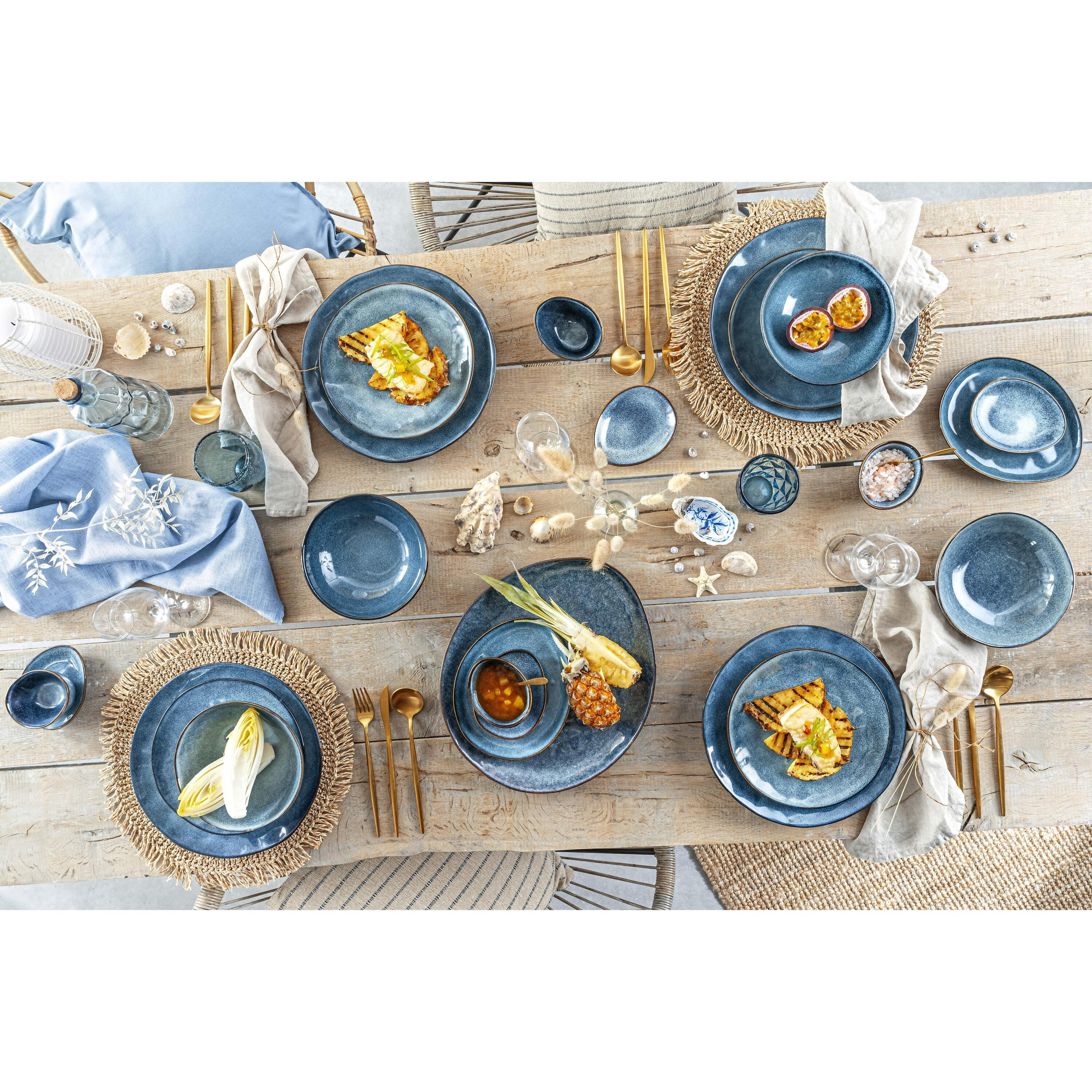 KAFFEEBECHER SET DARWIN - 4 teilig aus Steingut (300 ml) - Blau, Stein (0.3L) - Sänger
