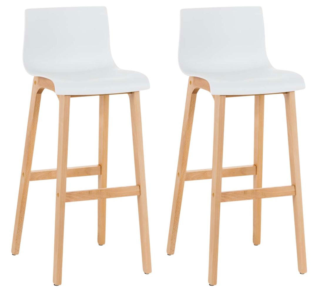 BARHOCKER 2er Set Holz weiß - Eukalyptusholzfarben/Weiß, Holz (41/101/46cm) - CLP