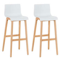 BARHOCKER 2er Set Holz weiß - Eukalyptusholzfarben/Weiß, Holz (41/101/46cm) - CLP