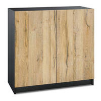 KOMMODE Elona, Büroschrank mit Soft-Close & Push-to-Open, Aktenschrank, Home Office & Büro, Schwarz/Eiche Natur (82 x 78 x 37 cm) - Eiche Wotan, Holzwerkstoff (82/78/37cm) - InnoFurn