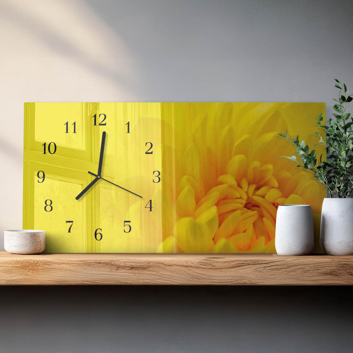 WANDUHR 60x30 cm - Gras - Gelb, Glas (60/30/0.4cm) - TULUP