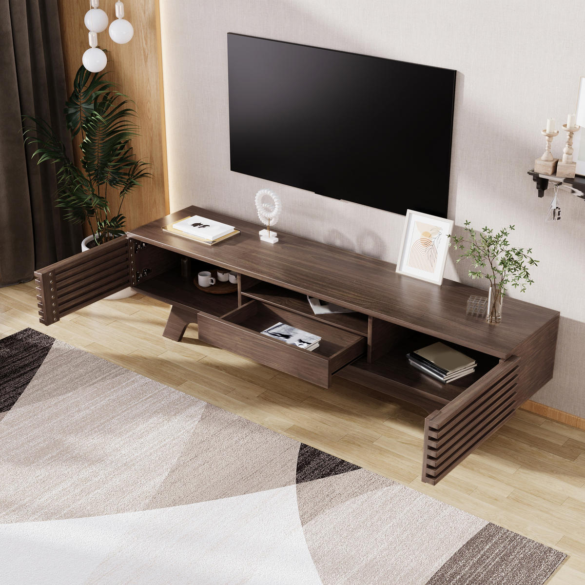 TV-ELEMENT 150/35/44 cm Vintage Holzoptik mit Schublade und 2 Türen - Nussbaumfarben, Holzwerkstoff (35/44/150cm) - Korfee