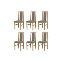 ESSZIMMERSTUHL - Set 6x Bos 7 Grandson, aston 17 - Eichefarben/Grau, Holz (43/96/40cm) - Leaf Design
