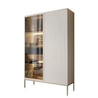 VITRINE mit LED 104 cm breit LINO Kaschmir - Kaschmir, Holzwerkstoff (104/166/39cm) - Compleo24