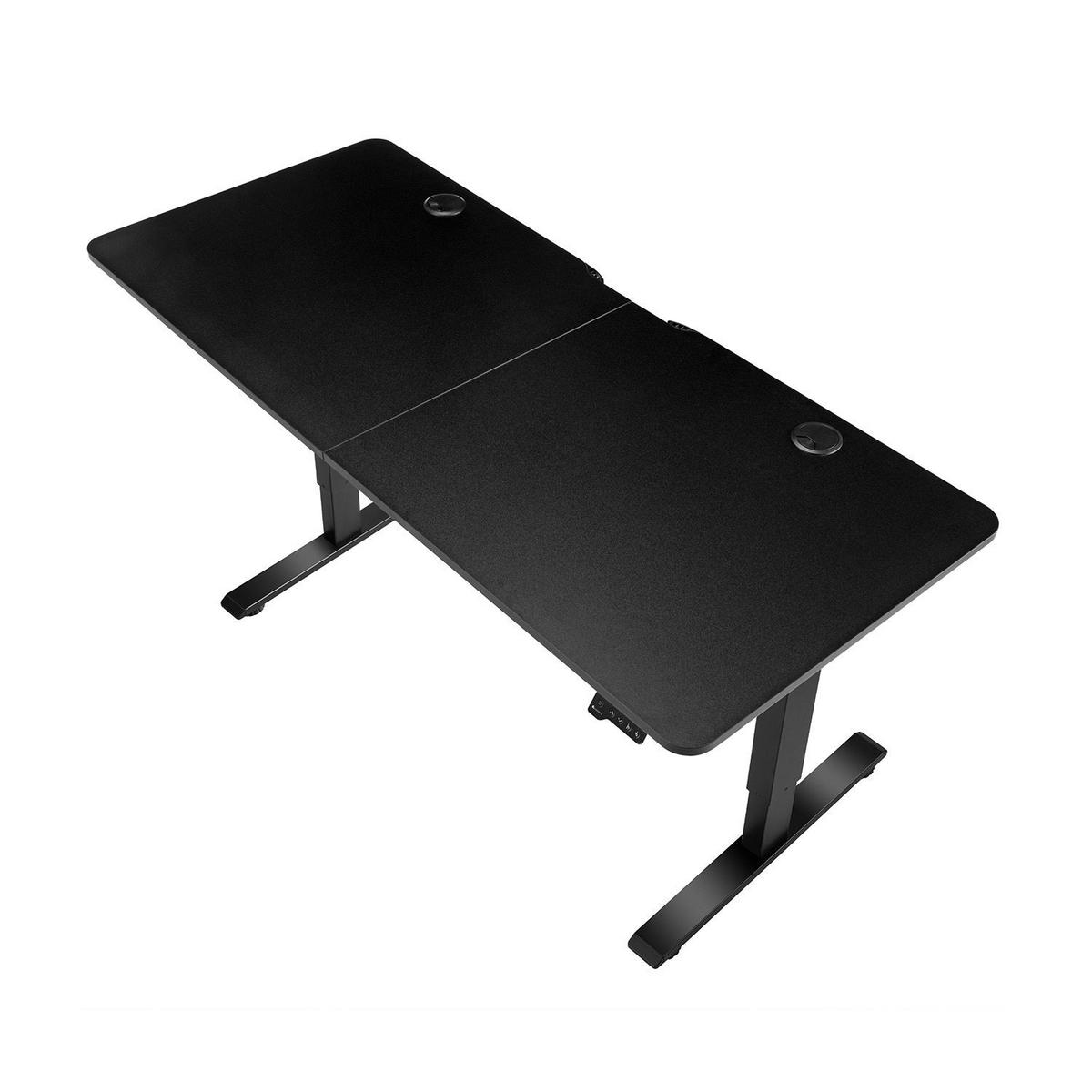 SCHREIBTISCH Office Stand schwarz 140x60 cm höhenverstellbar - Schwarz, Holz (60/140/117cm) - Juskys