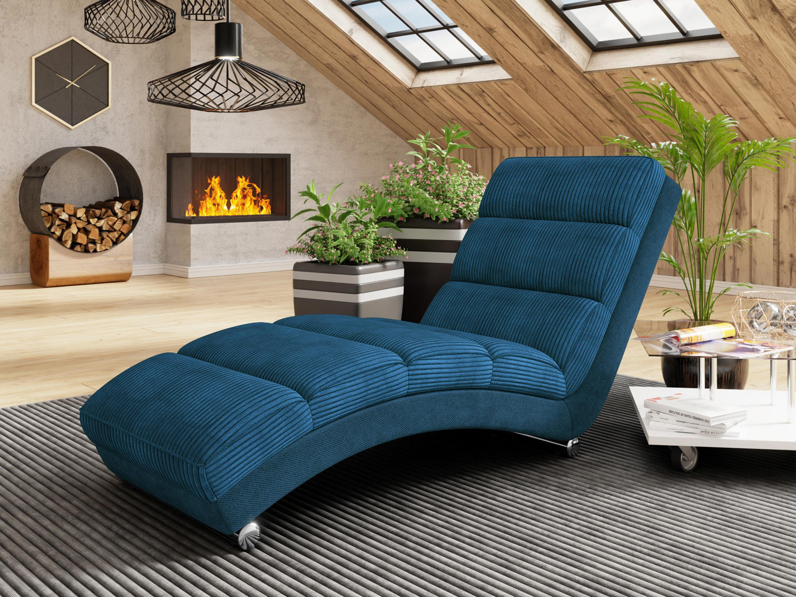 SESSEL Holiday Cord - Chromfarben/Blau, Holz (62/84/180cm) - MIRJAN24