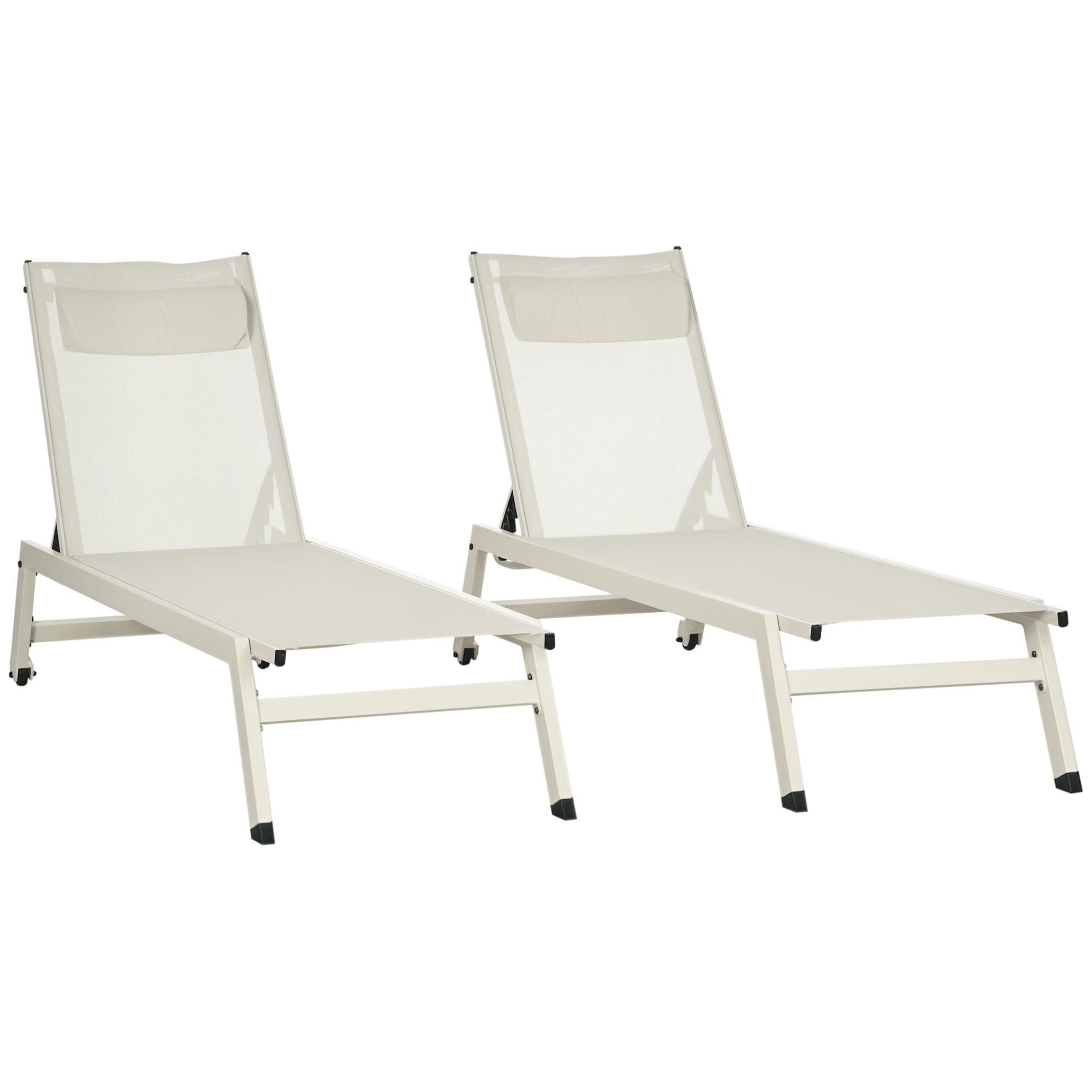 SONNENLIEGE 2-teilige Liege-Sonnenliege aus Aluminium und Polyester 55 x 195 x 30 cm ,Beige - Beige, Metall (55/90/164cm) - Vallsero