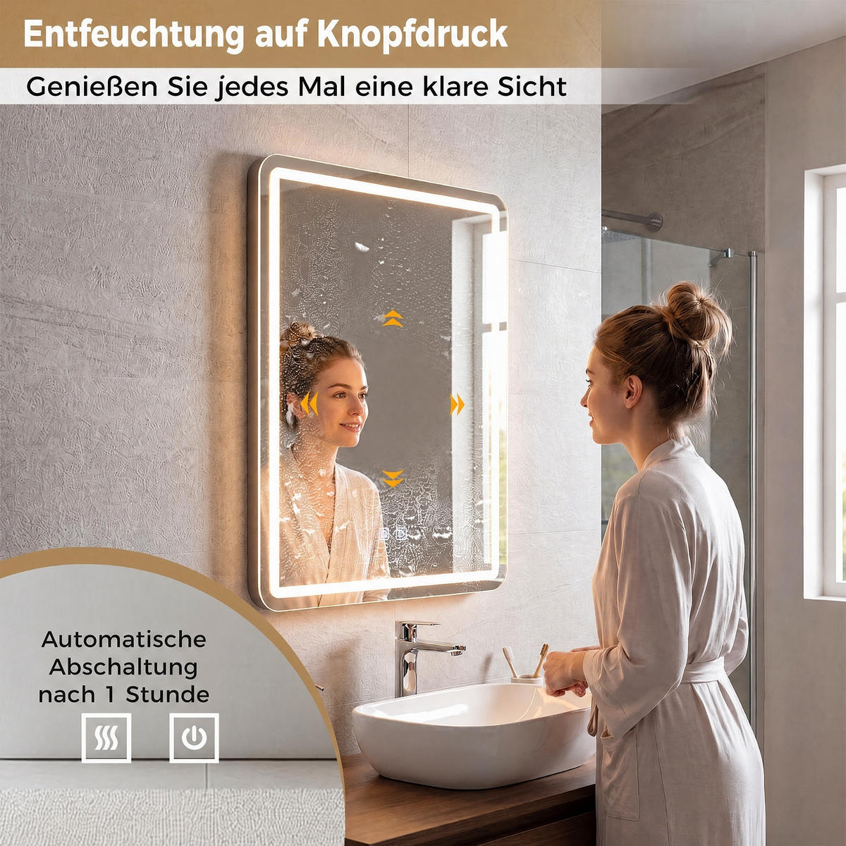 BADSPIEGEL rechteckig Silber - Silberfarben, Glas (50/70/4cm) - COSTWAY