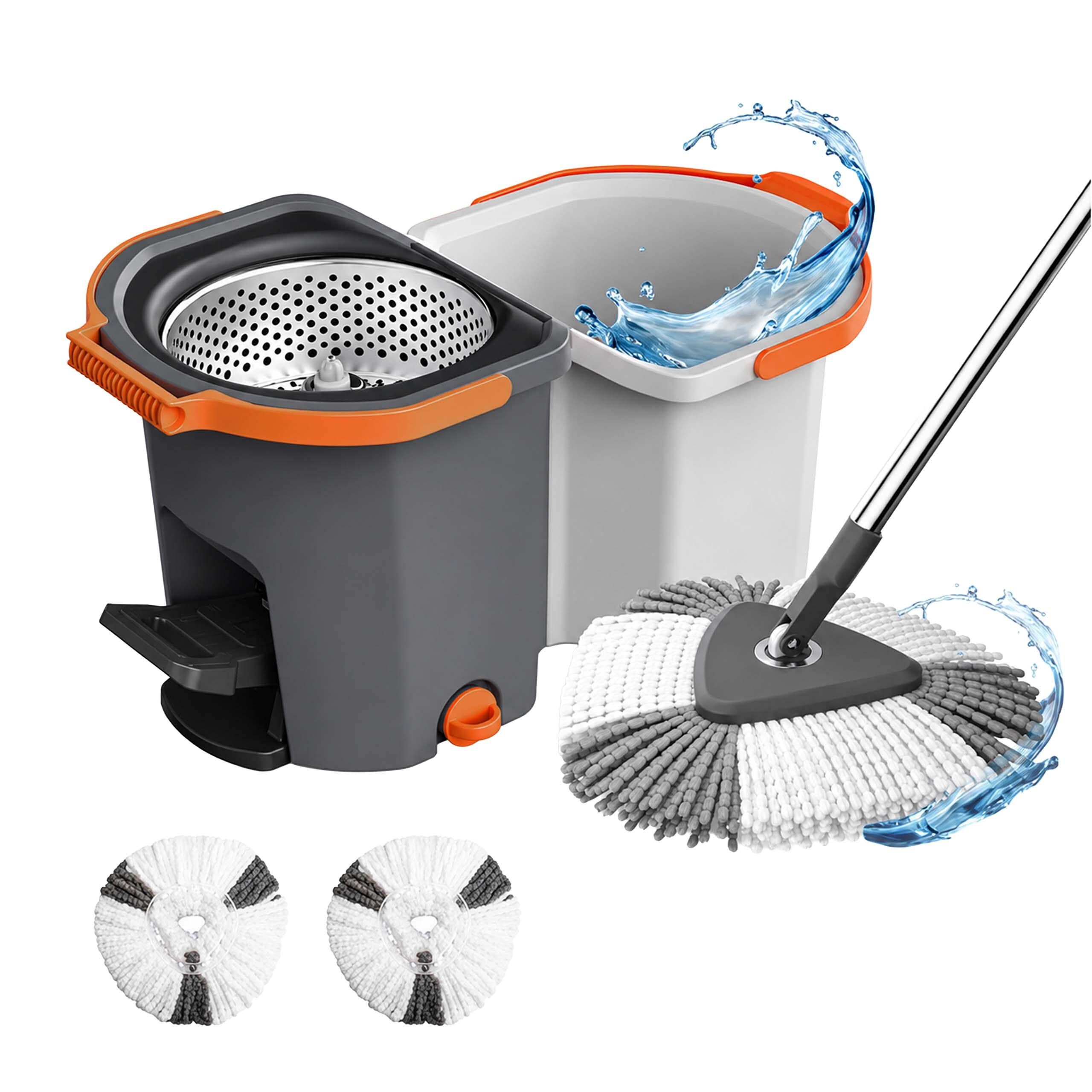 SET Antracit Gri Coral mop cu galeata si centrifuga sistem 2-camere 14,5 l