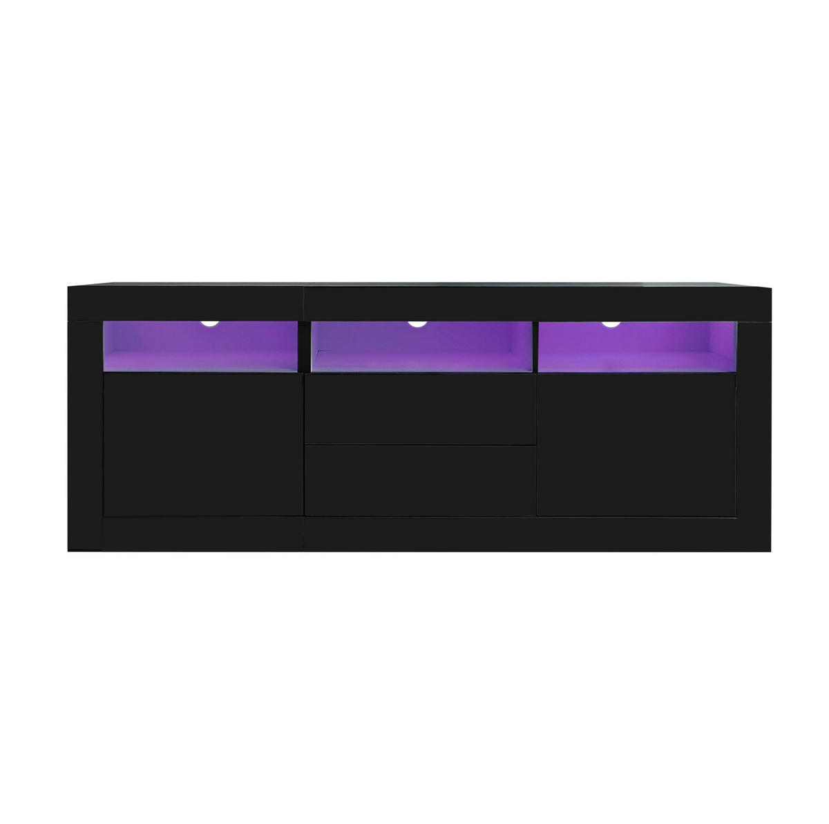TV-LOWBOARD 160/35/60 cm in Schwarz mit LED-Beleuchtung und Hochglanzfront - Schwarz, Holzwerkstoff (160/60/35cm) - Flora Grace