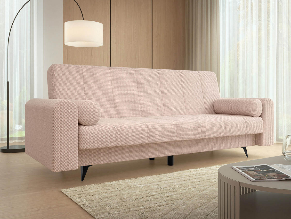 SCHLAFSOFA Zuri - Hellrosa/Schwarz, Holz/Textil (240/93/91cm) - MIRJAN24