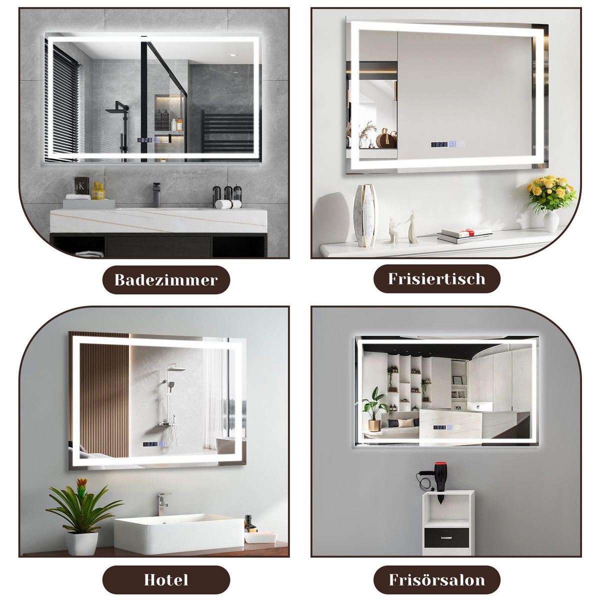 BADEZIMMERSPIEGEL Erfurt mit LED-Leuchte 100/60/2.5 cm - Weiß, Glas (60/2.5/100cm) - Nettlife