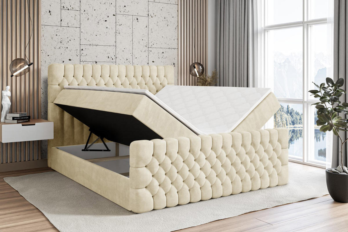 BOXBETT SERENE-Z - 120 x 200 - H3 - Beige - Beige, Holzwerkstoff (120/200cm) - ALTDECOR