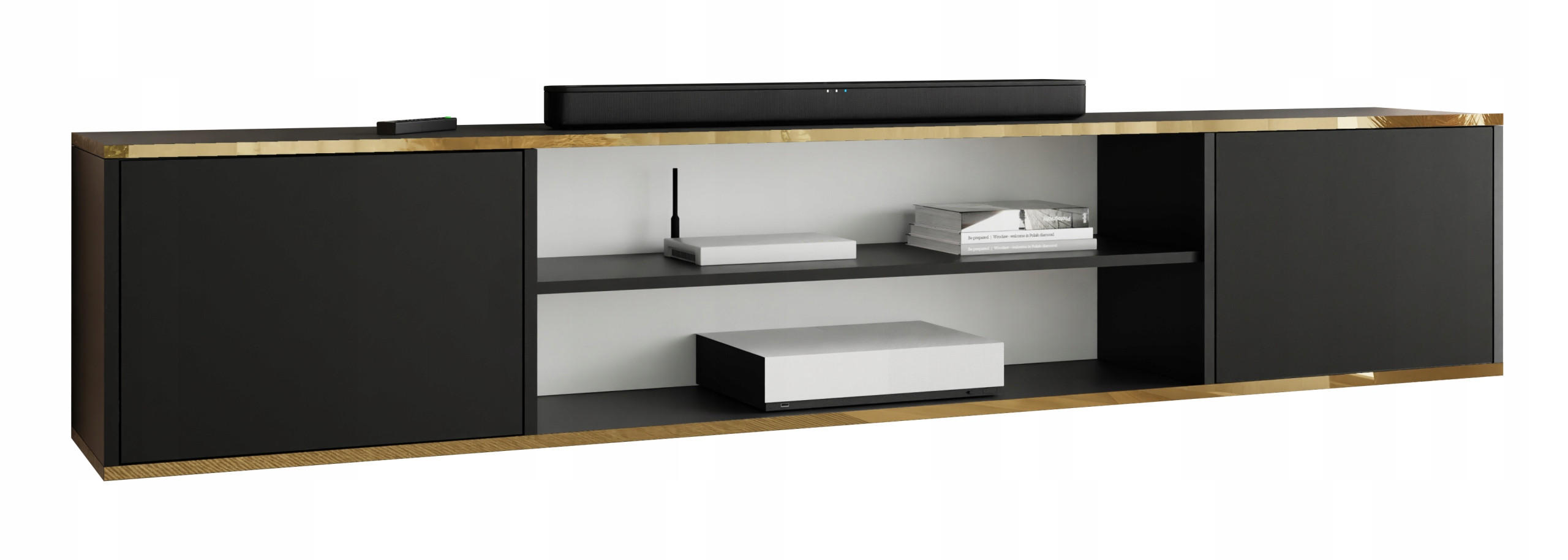TV-LOWBOARD EDI GOLD 4 Schwarz – 2-türig - Goldfarben/Schwarz, Holzwerkstoff (206.4/42/38.9cm)