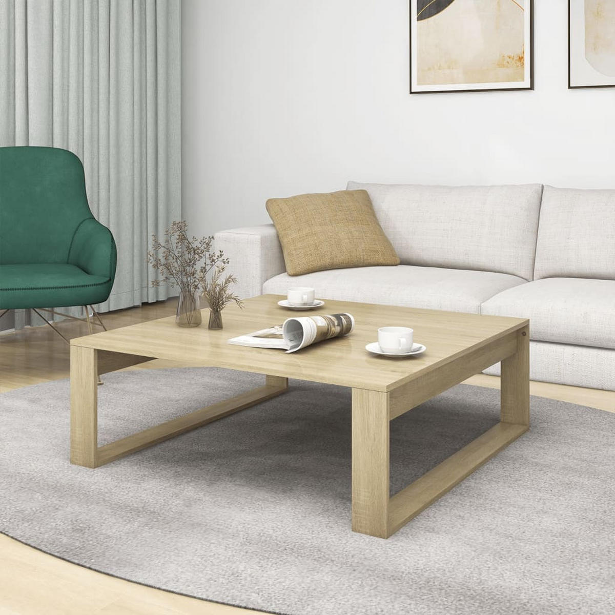 COUCHTISCH Sonoma-Eiche 100x100x35 cm Holzwerkstoff - Braun, Holzwerkstoff (100/100/35cm) - furnicato