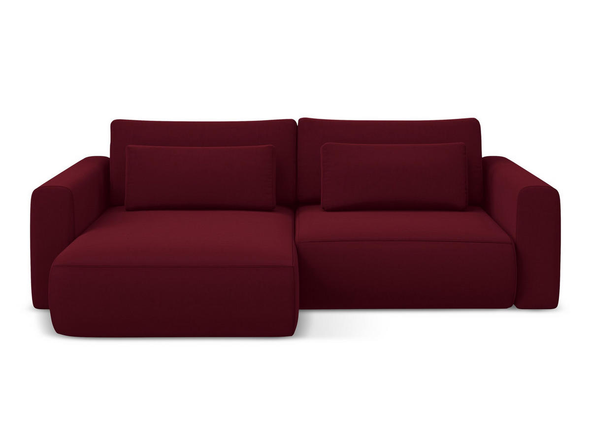 ECKSOFA mit Schlaffunktion Samt Stoff Rot - Bordeaux/Rot, Kunststoff/Textil (149/240cm) - Makamii