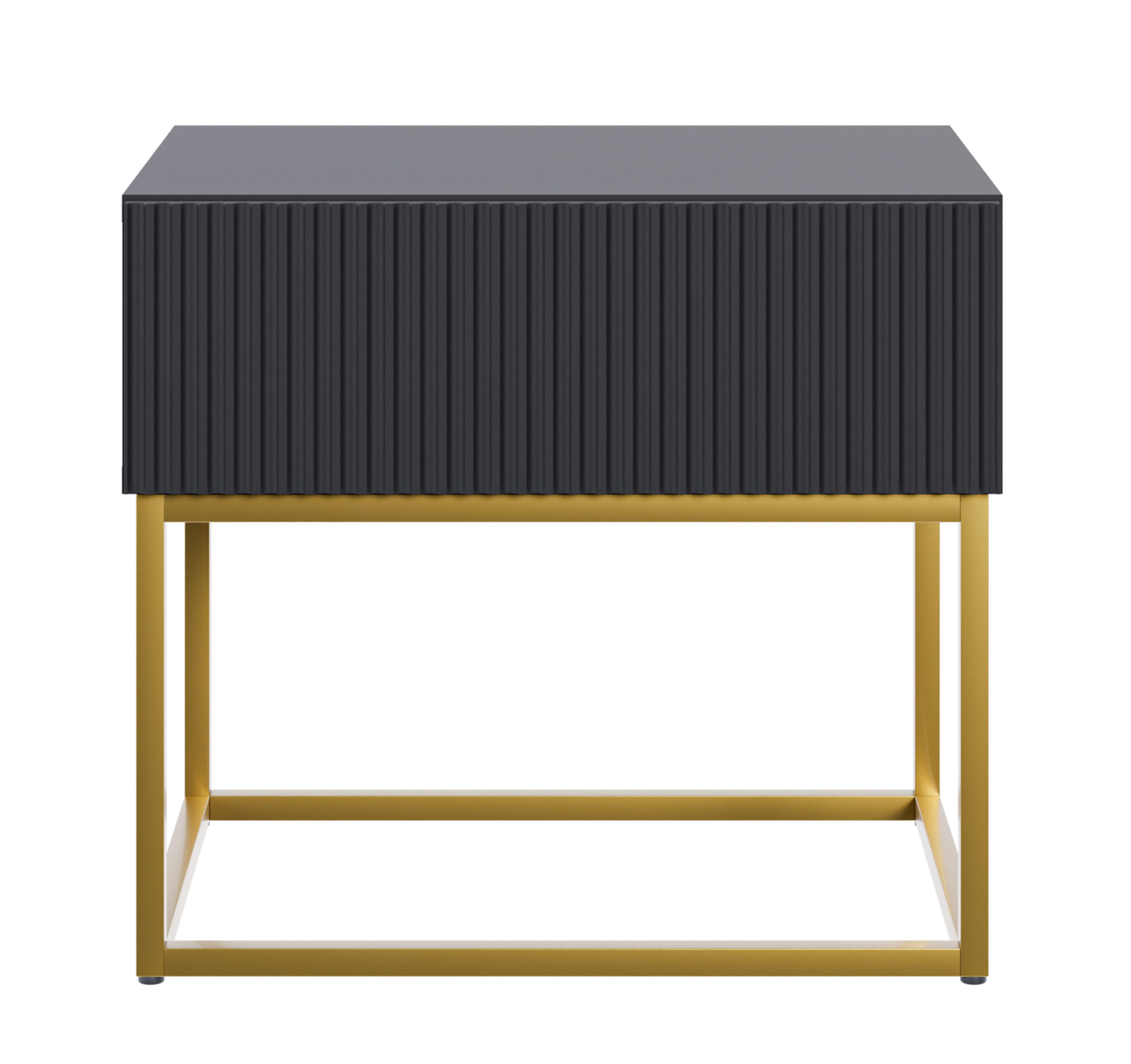 NACHTSCHRANK Veldio Schwarz mit goldenen Metallbeinen 50 cm - Goldfarben/Schwarz, Holzwerkstoff/Metall (50/44/35.6cm) - Selsey