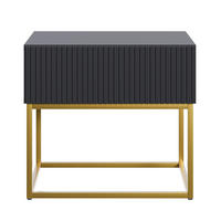 NACHTSCHRANK Veldio Schwarz mit goldenen Metallbeinen 50 cm - Goldfarben/Schwarz, Holzwerkstoff/Metall (50/44/35.6cm) - Selsey
