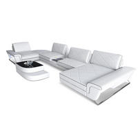WOHNLANDSCHAFT Bari U - Schwarz/Weiß, Leder (456/89/243cm) - Sofa Dreams