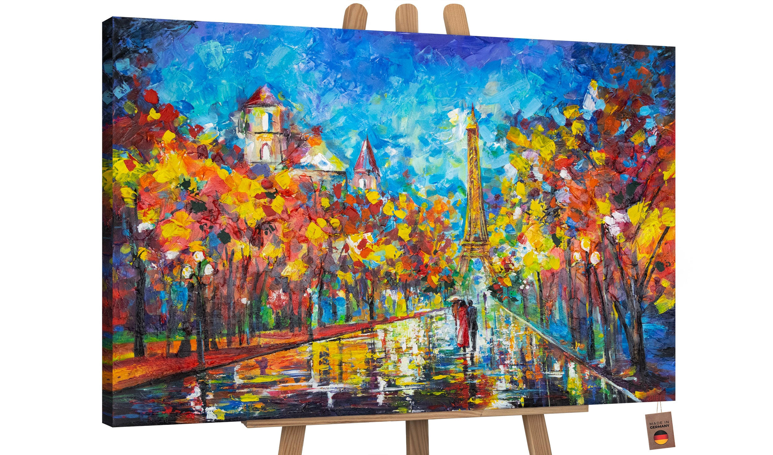 GEMÄLDE Nachts in Paris auf Keilrahmen 140x100 cm - Blau, Holz (140/100cm) - YS-art gallery