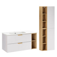 BADMÖBEL 101cm Oria 2er-Set Weiß - Weiß, Holzwerkstoff (101/50/46cm) - Petits-meubles