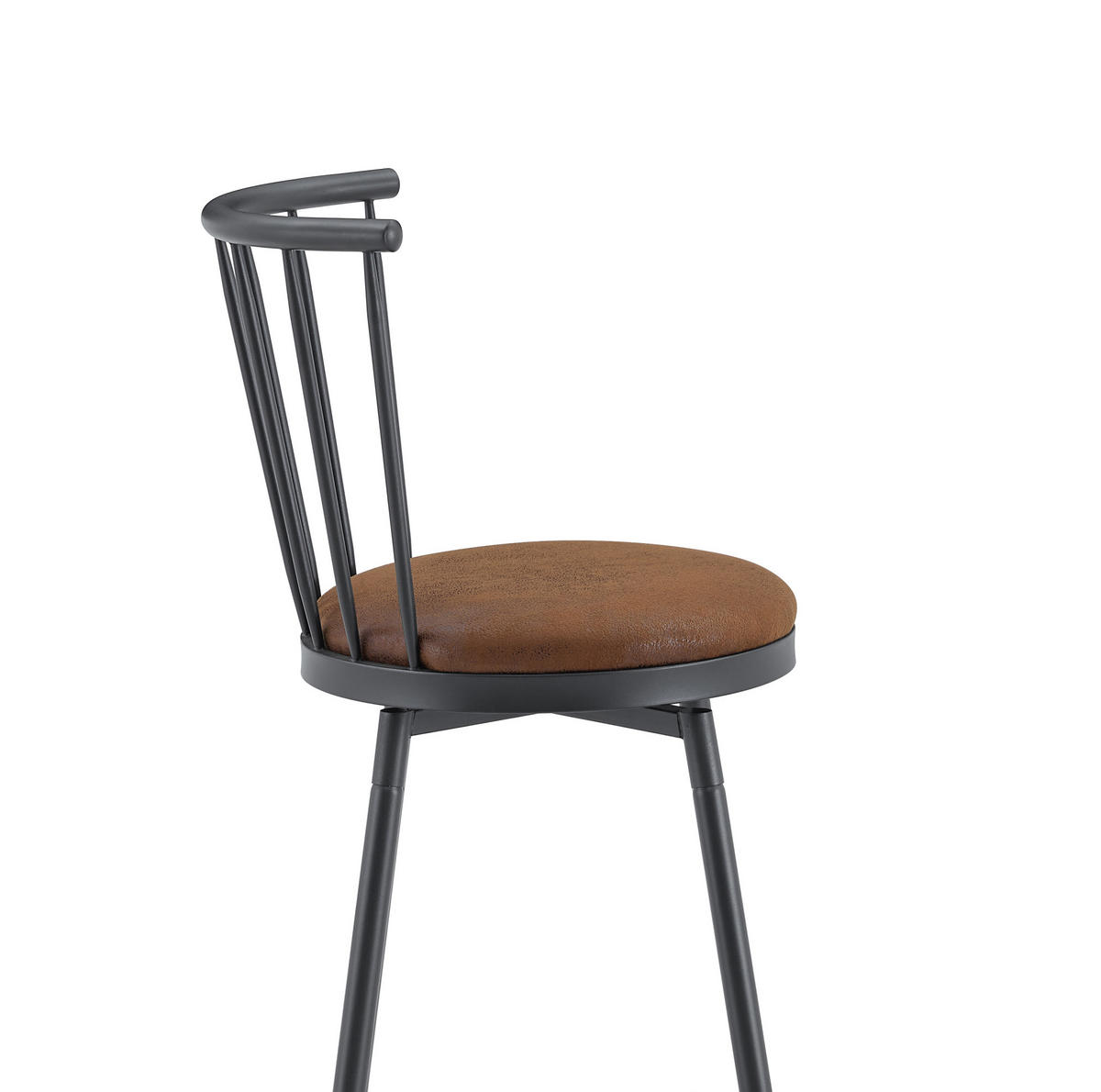 BARHOCKER mit gepolstertem Sitz Metall PU Brown - Braun, Metall (39/96/39cm) - Meubliv