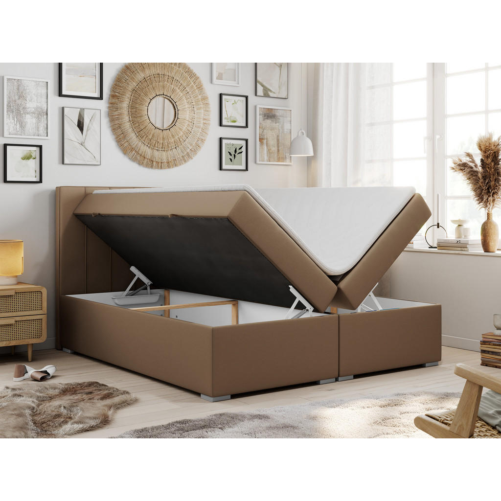 Thumbnail - MKS Boxbett, Braun, Textil, 2-Sitzer, H3, Rechteckig, 140x200 cm, Schlafzimmer, Betten, Boxspringbetten